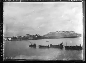 Greek troops land at Mytilene, 1912
