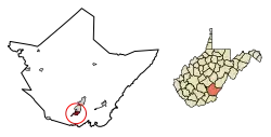 Location of Ronceverte in Greenbrier County, West Virginia.