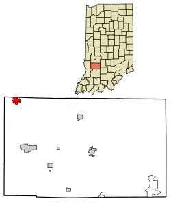 Location of Jasonville in Greene County, Indiana