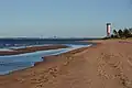 Light beacon in Hülkari, the southeastern point, and the panorama of Tallinn