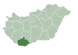 Baranya County within Hungary