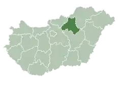 Heves County within Hungary