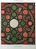 Reconstruction of the Opus Sectile floor tiling as drawn by Charles Texier in 1864. What remains was covered with a carpet in 2013.