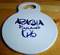 The Arabia company logo and maker's mark on the back of Trivet Valencia