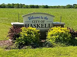 Haskell welcome sign, May 2025