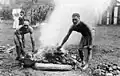 Hawaiians roast a pig for an 1890 lūʻau