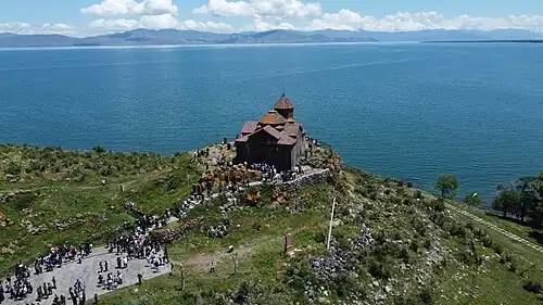 Lake Sevan in the background