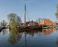 Reproduction of live cargo eel barge Corneliske Ykes II at Jachtwerf Piersma. From the 17th century, barges of this type carried live cargoes of eels from Heeg to market in London, England.