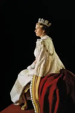 Richard Stone, Her Majesty Queen Elizabeth II, 1992. Oil on canvas. Colchester Town Hall, Essex