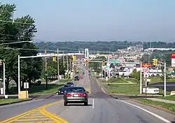 Entering town from the east