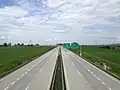 Highway D55 on its 16th kilometer in direction to Olomouc at bridge near Pravčice.