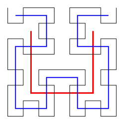 Hilbert curves, first to third orders