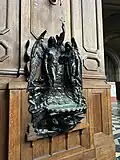 Holy water font at Saint Elizabeth of Hungary Church, Paris, France.