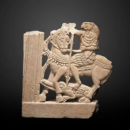 Fenestrella interpreted by the Louvre as Horus on horseback spearing Set in the shape of a crocodile (4th century)