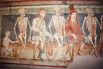John of Kastav: Detail of the Dance Macabre fresco (1490) in the Holy Trinity Church in Hrastovlje, Slovenia