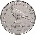 Coin of 50 forint in Hungary, depicted with saker falcon, several authors identify the Turul with saker falcon