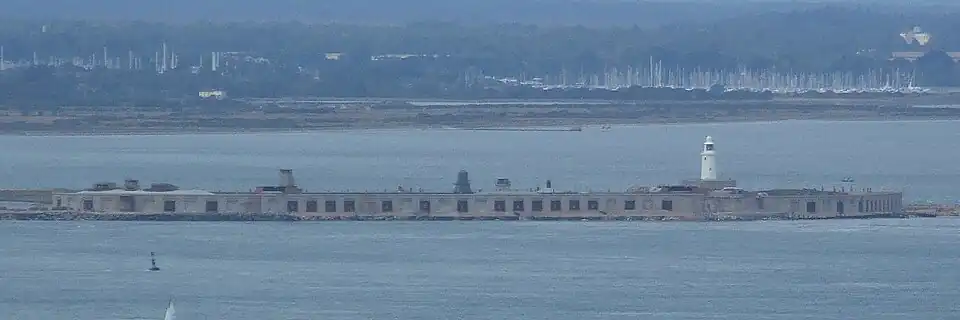 Image 32Hurst Castle seen from The Needles (from Portal:Hampshire/Selected pictures)