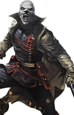 Hush holding his trademark twin M1911 .45 caliber pistols.