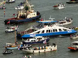 IJ ferry 54 in busy waters during Sail Amsterdam 2015.