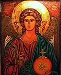 Icon done by George Huszar tempera and 23 kt. gold leaf on glass