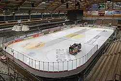 Interior view of an ice hockey arena