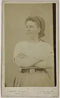 Hortense David, Machu's wife, at the prison des Chantiers in Versailles[63]