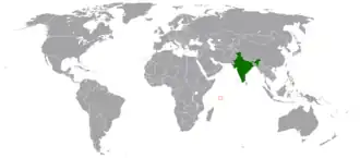 Map indicating locations of India and Seychelles