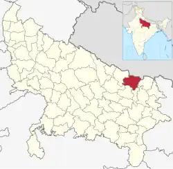 Location of Siddharthnagar district in Uttar Pradesh