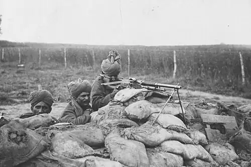 2nd Queen Victoria's Own Rajput Light Infantry gunners in Flanders, winter of 1914–1915