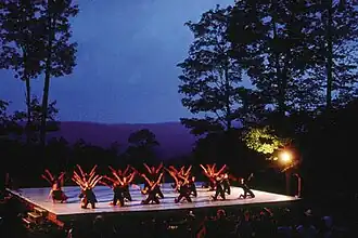 An outdoor dance performance was at Jacob's Pillow in Becket.