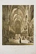 Chorus's interior of Las Huelgas by Jenaro Pérez Villaamil and Léon-Auguste Asselineau in 1850.
