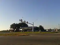 Gas station and traffic light at St. Stephens Church, October, 2016
