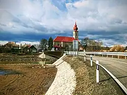 Cross-border bridge with the parish church