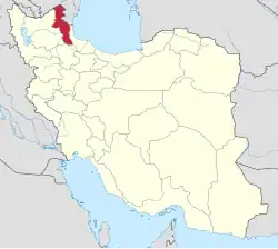 Location of Ardabil province in&nbsp;Iran