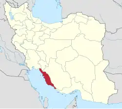 Location of Bushehr province in&nbsp;Iran