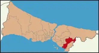 Map showing Pendik District in Istanbul Province