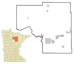 Location of the city of Zemple within Itasca County, Minnesota