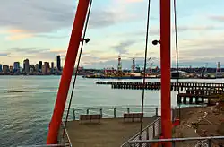 The observation tower at Jack Block Park offers views of Elliott Bay, downtown Seattle, and the Port of Seattle.