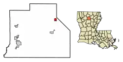 Location of Eros in Jackson Parish, Louisiana.