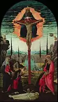 Votive Altarpiece: the Trinity, the Virgin, St. John and Donors, 1480 (The National Museum of Western Art)