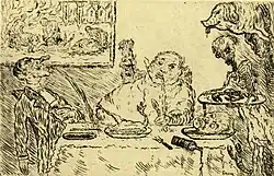 Gluttony (1904) etching, 9.8 × 15&nbsp;cm, Royal Library of Belgium, Brussels