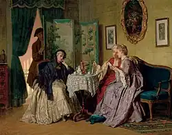 Jean Carolus, 1880, The Eavesdropper, oil on canvas, 77.5 x 95.8&nbsp;cm, public collection