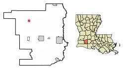 Location within Jefferson Davis Parish and Louisiana