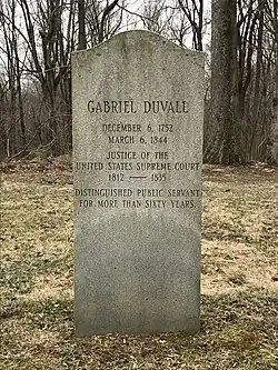 Gravesite of Justice Gabriel Duvall