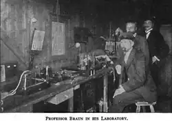 24 September 1900: Ferdinand Braun and telegraphists at a wireless station in Heligoland. His 2 circuit system made long range radio transmissions possible.[54][55]