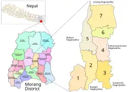 Kanepokhari in Morang District. Bayarban VDC became Wards 3, 4, 6 and 7