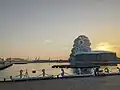 Kaohsiung Music Center with sunset photographed from Glory Pier