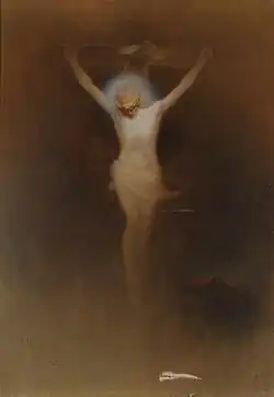 Karl Wilhelm Diefenbach Christus am Kreuz (Christ on the Cross), 1891, oil on canvs, 112,5 x 78,5&nbsp;cm, The Jack Daulton Collection, Los Altos Hills, California[10]