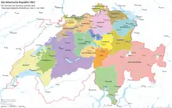Helvetic Republic, with borders as at the Second Helvetic constitution of 25 May 1802.