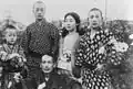 Yoshiko Kawashima with her brothers and foster-father Naniwa Kawashima